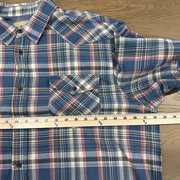 Western Plaid Cowboy Short Sleeve Button Front Workwear Shirt XXL Outdoor Life - Picture 9 of 12